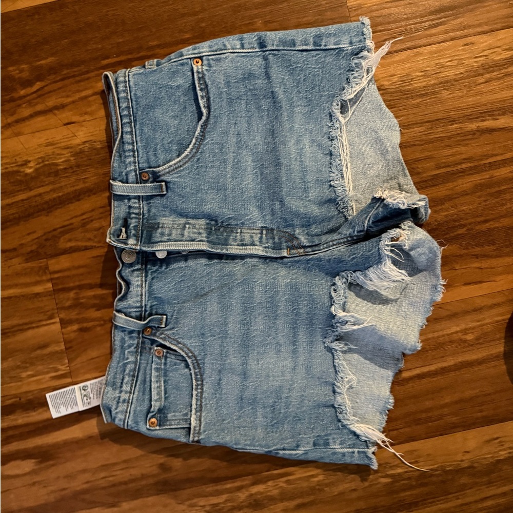 Levi's Light Blue Distressed Jean Shorts